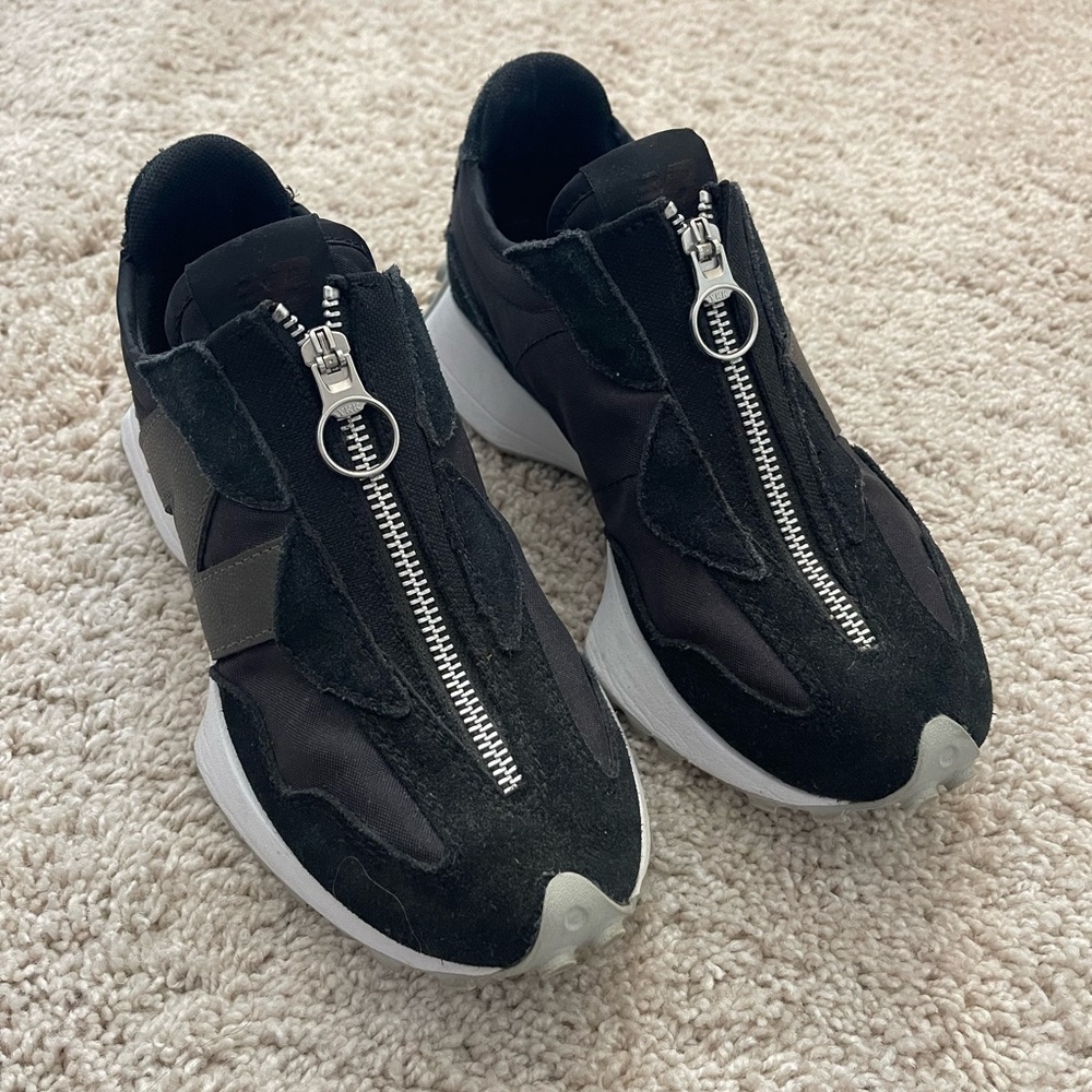 New Balance Black and White Zip Sneakers